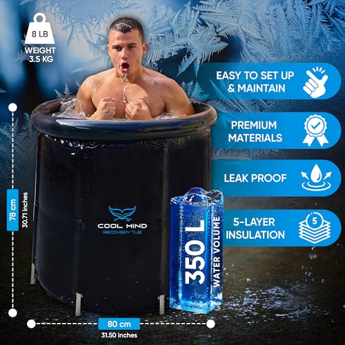 Ice Bath Tub for Athletes - Cold Plunge Tub Outdoor and Indoor - Cold Plunge Barrel for Muscle Recovery - Portable Ice Bath Tub for Cold Water Therapy - Ice Bath Tub for Adults With Lid by Cool Mind