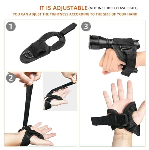 ORCATORCH Diving Flashlight Glove Hands-Free Flashlight Holder Universal Adjustable Wrist Strap Scuba Dive Lights Accessories (Not Included Flashlight)