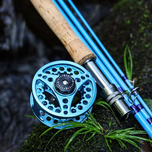 Sougayilang Fly Fishing Rod and Reel Combo, 4-Piece Fly Rod and Aluminum  Alloy Reel Complete Starter Package with Rod Bag-Blue-#5