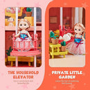 KIDBOT 62CM Tall DIY Miniature Doll House Barbie Dream Play Furniture Playhouses Toys Dollhouse Princess Castle Light Music DIY,with 14 Rooms 4 Stories,String Light & Music