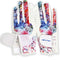 wosofe Golf Glove Women Pair Cool Leather Both Hand Summer Floral Colorful Breathable XL Sport Gloves