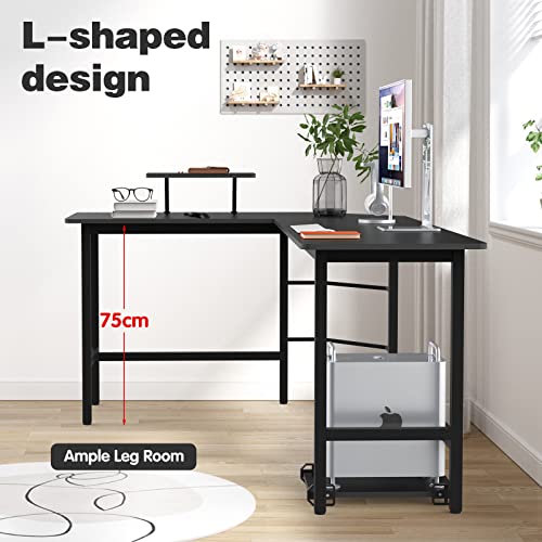 Ufurniture Black L-Shape Computer Desk Corner Table Student Home Office Study Workstation