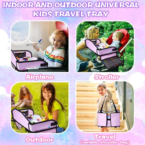 Lordap Kids Travel Tray for Toddler Car Seat,Toddler Car Seat Tray Organizer,Large Ipad Holder A Road Trip Essential,Soft Padding,Waterproof,Food & Snack Lap Tray Carseat,Stroller,High Chair (Pink)