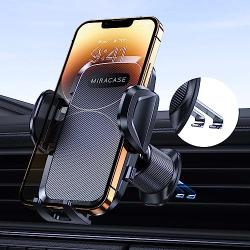 【2023 New Generation】Miracase Car Phone Holder, Air Vent Car Phone Mount 【Upgraded Double Metal Hook】360 Degree Adjustable Compatible with iPhone/Samsung/Nokia and All 4.0"-7.0" Smartphones