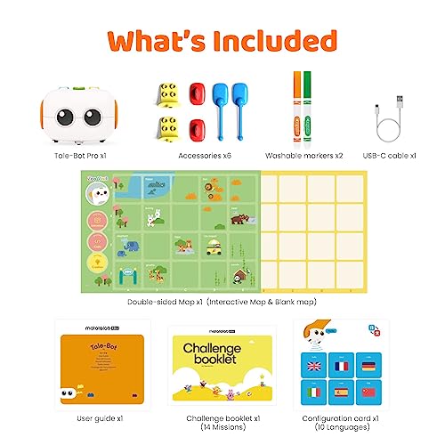 Matatalab Tale-Bot The Coding Robot Activity Set，Screen-Free Coding Robot for Kids, STEAM Educational Toys for Programming with Remote Control,Learning Robot for Kids,Ages3+