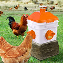 GUEOQTC 10 Pounds Chicken Feeder with 4 Ports, Rainproof Poultry Feeder for Up to 10 Adult Chickens or 15 Chicks(Orange) (OR-CF-8L)