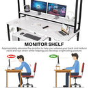 Desk with Hutch, 70 inch High 53 inch Width, Heavy Duty Computer Desk with Keyboard Tray and Storage Shelves Bookshelves, Easy Assemble - Color Black and White