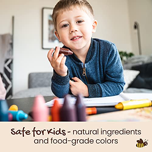 Honeysticks Pure Beeswax Crayons - Non Toxic Crayons Made with Food Grade Ingredients that are Baby and Toddler Safe - For 1 Year Plus - Easy to Use and Hold For Early Grip Development - 12 Pack