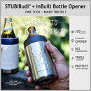 STUBiBudi Stubby Holder, Beer Cooler & Bottle Opener 4 in 1 - Premium 375ml Can Coolers Stubby Cooler Cans Bottles & Tumbler - Beer Gifts for Men Women Stainless Steel Insulated Bottle Holder (Steel)