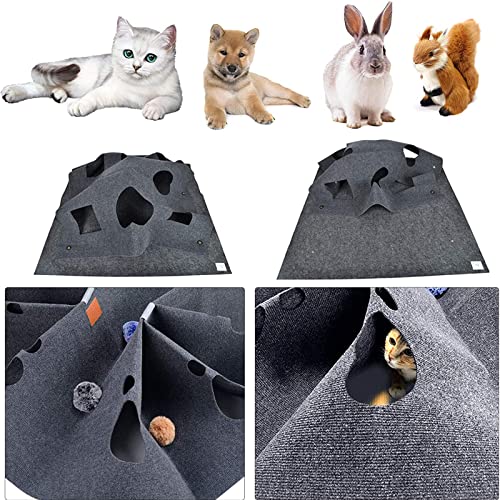 Collapsible Cat Agility Training Rug Mat Cat Activity Play Mat Scratching Thermal Bed Mat Playing Blanket Interactive Toy