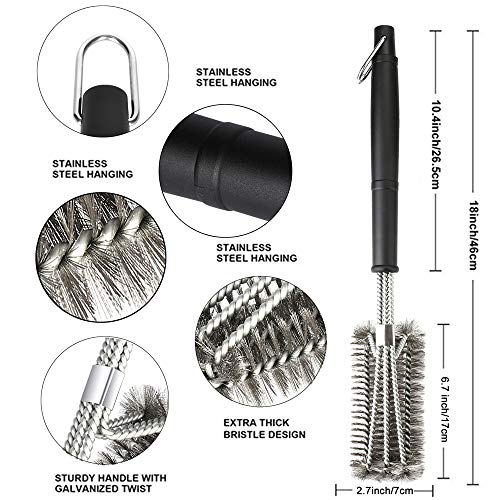 Ayvicco Perfect BBQ Grill Brush, 18" Grill Brush - Stainless Steel Brush w/Wire Bristles 3-in-1 Grill Cleaner Provides Effortless Cleaning, Great Grill Accessories Grill Cooking Grates