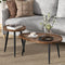 Coffee Table Nest Table Sets: Set of 2 Nesting Coffee Table Oval Wooden Diameter 80cm Industrial Accent Tables Living Room MDF Wood Centre Tables with Metal Legs for Home,Condos,Hotel