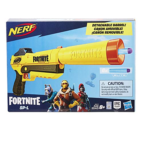 Nerf Fortnite - SP-L Blaster - Yellow with Detachable Barrel and 6 Official Fortnite Elite Darts - Epic Games Fortnite - Toys for Kids - E6717 - Ages 8+
