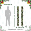 Glitzhome 2PK 6FT Glittered Pinecones and Berries Christmas Garland with 50 Warm White Lights and Timer for Christmas Holiday Party Hanging Decorations