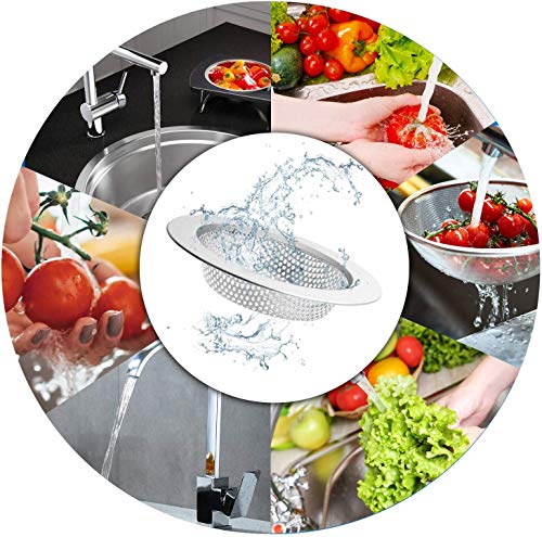 Luxerlife Upgraded Version Kitchen Sink Strainer, Stainless Steel Sink Strainer, Large Wide Rim 4.3" Diameter Sink Stopper (2-Pack)