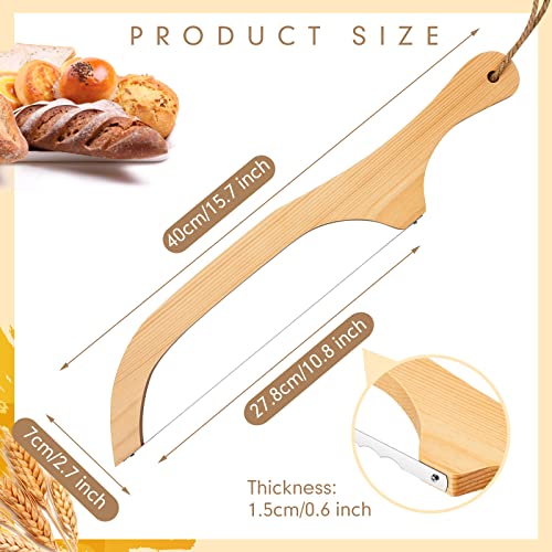 Jutom Wooden Bread Bow Knife 15.8 Inch Serrated Knife with Wooden Handle Bread Slicer Bread Knife for Homemade Bread Sourdough Bread Cutter with Linen Storage for Cutting Bagel, 40*7*2cm