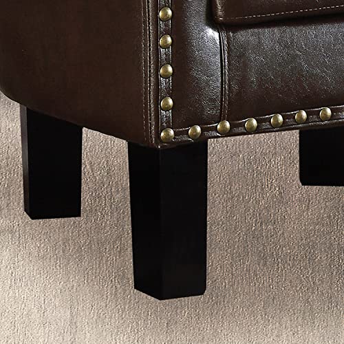 Rosevera Duilio Club Style Barrel Armchair For Living Room Faux Leather Accent Chair, Tone Espresso