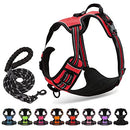 Reflective Dog Harness with Leash Set Inelastic Harness Adjustable Soft Padded Dog Vest Breathable for Training