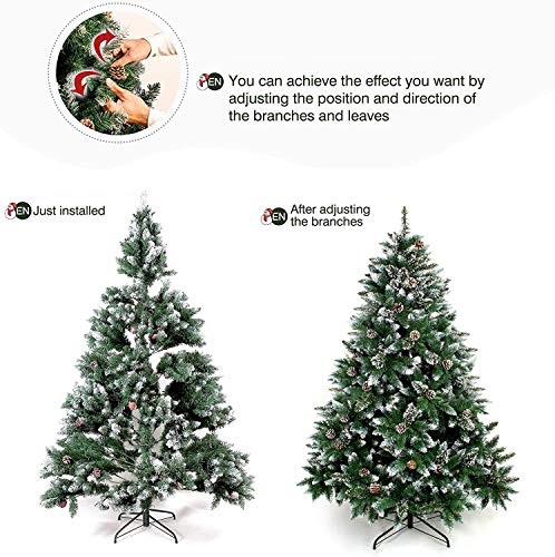 Ariv Green Pinecone Hinged Christmas Tree 1.5M 5FT Frost Green 786 Tips Bushy Hinged Branches Metal Stand Easy Assemble Chistmas Gift