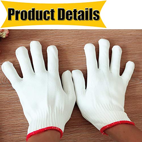 Hand Working Gloves Safety Grip Protection Work Gloves Men Women BBQ Thicker Industry Knitted Cut Repair Gloves Durable String Knit Light Weight for Work Safety Thick Cotton (6 Pairs)