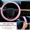 10 Pcs Leather Steering Wheel Cover for Women Cute Car Accessories Set with Seat Belt Shoulder Pads Seatbelt Covers Cup Holders Bling Start Button Ring Sticker Air Vent Clip Car Accessories(Pink)