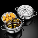 Deep Fryer Pot - Japanese Tempura Small Deep Fryer Stainless Steel Frying Pot With Thermometer,Lid And Oil Drip Drainer Rack for French Fries Shrimp Chicken Wings and Shrimp (28cm/11inch)