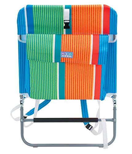 RIO beach Portable Folding Backpack Lay Flat Beach Lounge Chair with Backpack Straps and Storage Pouch, Orange and Green, 72"" x 21.75"" x 35"""