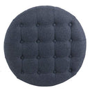 Homepop Home Decor | Large Button Tufted Woven Round Storage Ottoman | Ottoman with Storage for Living Room & Bedroom (Navy Woven) 25 inch D x 25 inch W x 15 inch H