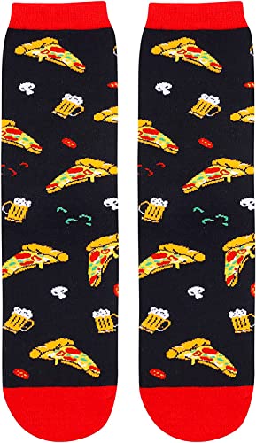 Zmart Women's Pickle Book Socks, Funny Pickle Gifts, Novelty If You Can Read This Bring Me Socks, Pizza Black, Medium