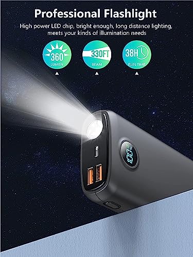 Power Bank 30000mAh, Fast Charging SCP 22.5W/ PD 30W Portable Phone Charger with 3 USB Ports, USB-C Input/Output Battery Pack, LED Digital Display, Flashlight Torch for iPhone/Samsung/Camping