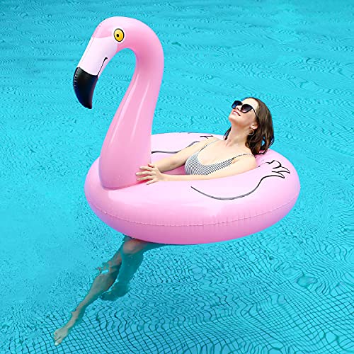 FindUWill 2 Pack 42'' Inflatable Pool Floats Flamingo Unicorn Swim Tube Rings, Beach Floaties, Swimming Toys, Lake and Beach Floaty Summer Toy, Pool Float Raft Lounge for Adults Kids