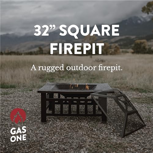 GasOne Fire Pit – 32-inch Outdoor Fire Pits – Metal Firepits for Outside Patio with Fireplace Screen – Elegant and Modern Fire Pit Table for Camping, Heating, Bonfire, Picnics - Outdoor Fire Pit