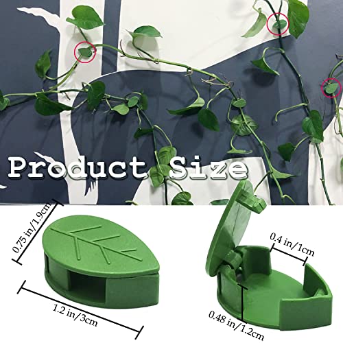 100 Pcs Plant Climbing Wall Fixture Clips with 100 Pcs Clear Acrylic Adhesive Sticker,Green Leaf Shape Garden Wall Clip,Self-Adhesive Hook Vines Traction Invisible Holder for Indoor Outdoor Decoration