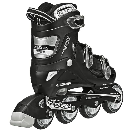 (Black/White) - Roller Derby Boy's V-Tech 500 Button Adjustable Inline Skate