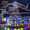 Christmas Lights Outdoor Decorations, 360LED Waterfall Christmas Tree Lights with IP44 Waterproof Plug in,8 Mode Twinkle Festoon Fairy Star String Lights for Indoor Yard Patio Party Wedding(Colourful)