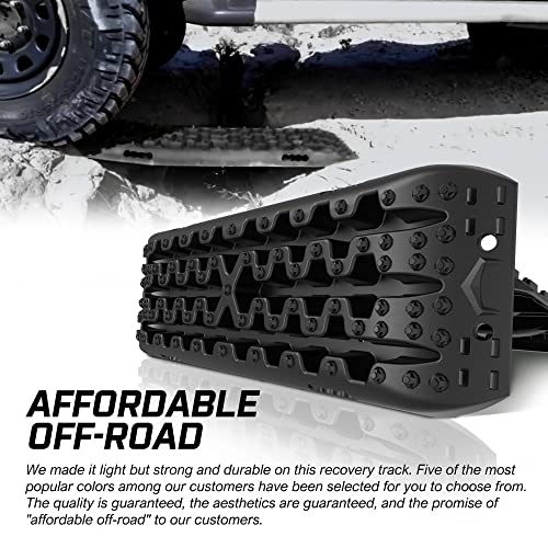 Recovery Tracks with Bag 2 Pair Recovery Boards for Automotive Tires and Wheels Sand Mud Snow 10Ton Stand 4wd Tracks for Offroad Car SUV Truck Gen 3.0 Black
