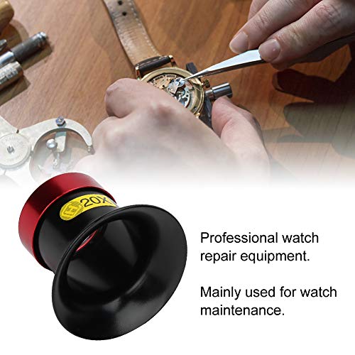 Watch Loupe, 20X Watchmaker Loupe Magnifying Glass Lens Watch Monocular Magnifier Repairing Maintenance Eye Loops Portable Experimental Tool for Watchmakers Inspection Metal Jeweler Textile Circuit