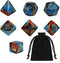 GWHOLE 7 PCS Polyhedral Dice Set Dungeons and Dragons Table Game Dice for D&D, DND, GRP with Black Pouch, Orange & Blue