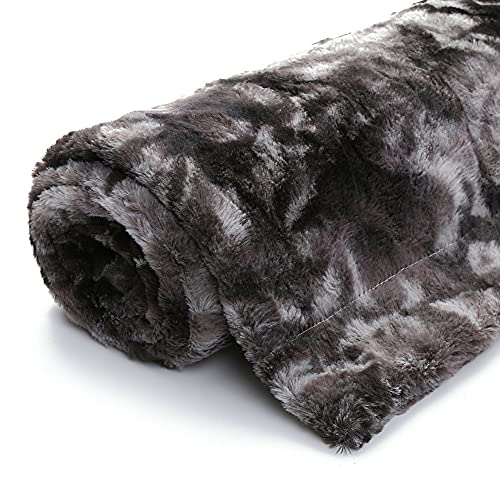 Faux Fur Throw Blanket ，Luxury Soft Plush Shaggy Fleece Blanket Warm Fluffy Blanket for Bed Couch Chair Fall Winter Spring Living Room (160x200cm) - Black