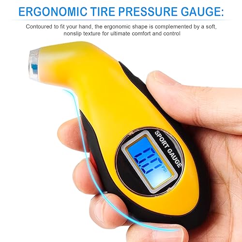 Digital Tyre Pressure Gauge Tire Gauge Car Accessories for Women & Men Pressure Check Tool for Car Truck Motocycle Bicycle Jeep TPG973 - Yellow