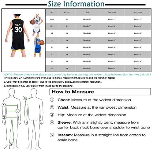 Stephen Curry Basketball Jerseys Sets for Kids,Golden State Warriors Youth # 30 Jersey-Boys and Girls Performance Training Tops + Shorts + Wristband,Children's Birthday Gifts(#30/Blue,M)