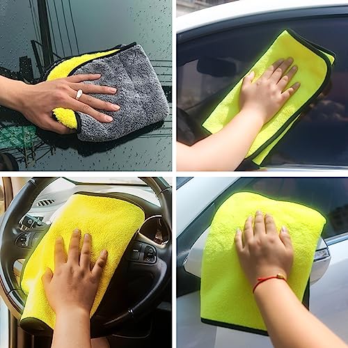 Car Polish Applicator, Tire Dressing Applicator Brush with Handle & Case, Reusable Car Waxing Sponge with Microfiber Towels Auto Tyre Cleaning Pad