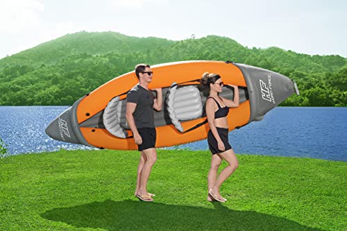 Bestway | Hydro-Force Rapid X2 Kayak| Inflatable Boat Set with Hand Pump, Paddles, Seats, Fins and Storage Bag | Two Seater