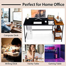 Giantex 140 CM Computer Desk, Large Home Office Desk with 2-Tier Storage Shelves, Modern Laptop PC Desk with Heavy-Duty Steel Frame, Multipurpose Writing Desk Study Desk (Black)