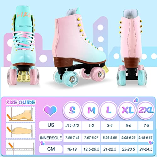 LIKU Illuminating Quad Roller Skates for Girls and Women with sale All Wheel Light Up