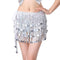 ZLTdream Belly Dance Fringe Hip Scarf Wrap Skirt Festival Four-Rows Bling Sequins Tassel Skirt Rave Shinny Glitter Skirt, Silver, One Size