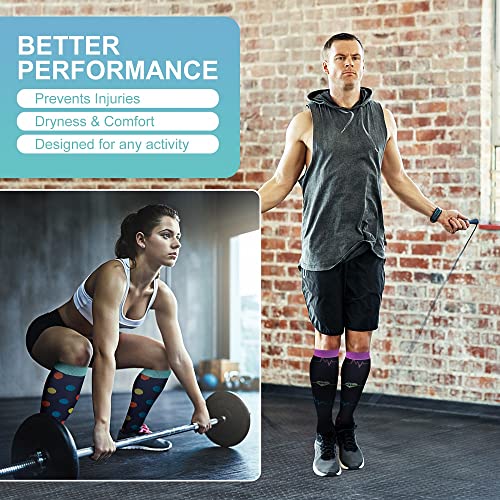 Compression Socks, (7 Pairs) for Men & Women 15-20 mmHg is Best for Athletics, Running, Flight Travel, Support