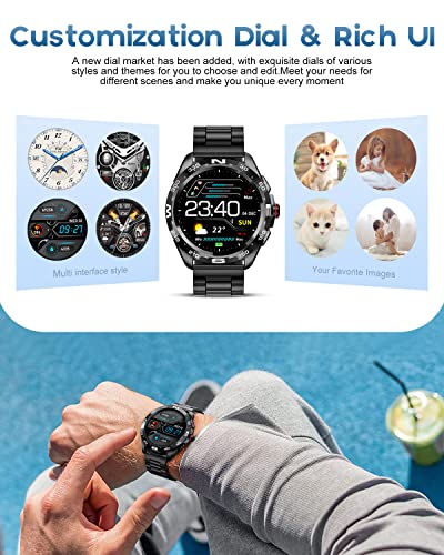 LIGE Smart Watch for Men Bluetooth Call Answering, 1.32'' HD Colour Display Rotating Button Fitness Tracker with 24/7 Heart Rate Blood Pressure Sleep Monitor, IP67 Waterproof Pedometer for iOS Android