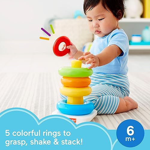 Fisher-Price Rock-A-Stack Baby Toy, Classic Ring Stacking Toy for Infants and Toddlers & Baby's First Blocks