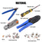 Glarks Coaxial Cable Tool Set, Coax RF Connector Crimping Tool + Coaxial Cable Stripper + BNC/UHF Crimp Male Connectors + Wire Cutter + Screw Driver for RG58, RG59, RG62, RG174